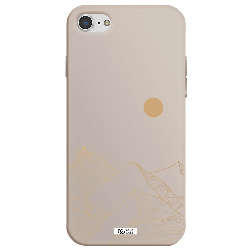 a mountain range with a sun in the background Apple iPhone 7 Silicone Stone Case