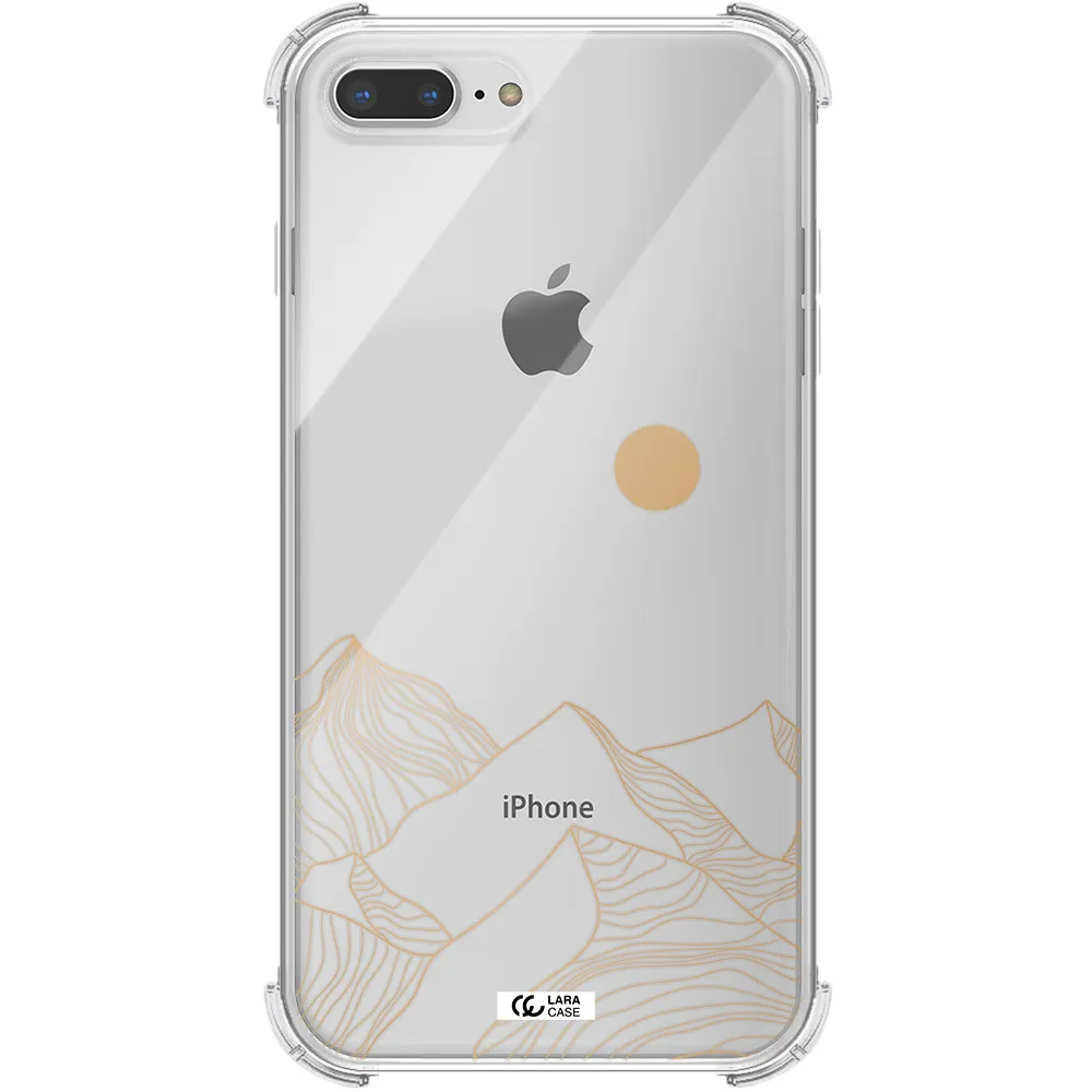 a mountain range with a sun in the background Apple iPhone 8 plus Clear PC Case