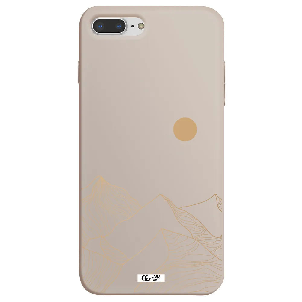 a mountain range with a sun in the background Apple iPhone 8 plus Silicone Stone Case