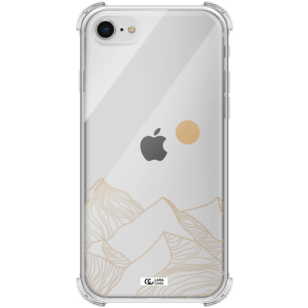 a mountain range with a sun in the background Apple iPhone se 2020 Clear PC Case