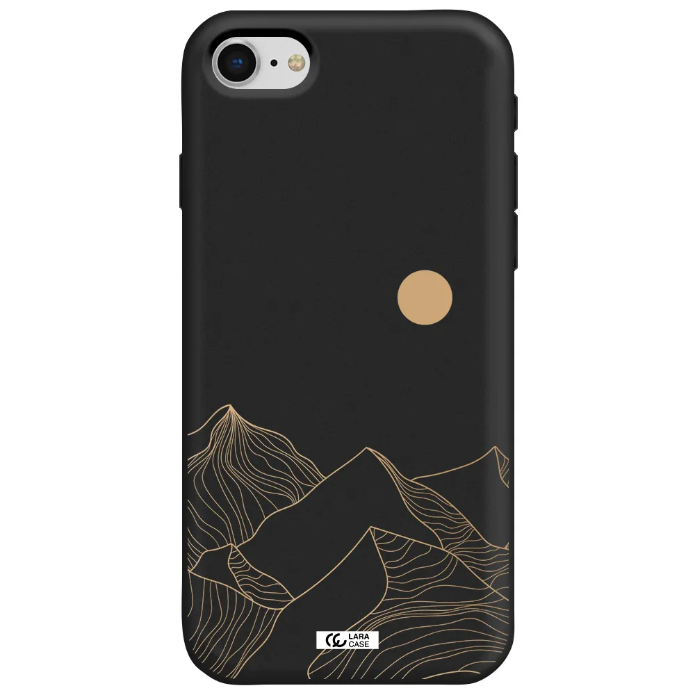 a mountain range with a sun in the background Apple iPhone se 2020 Silicone black Case