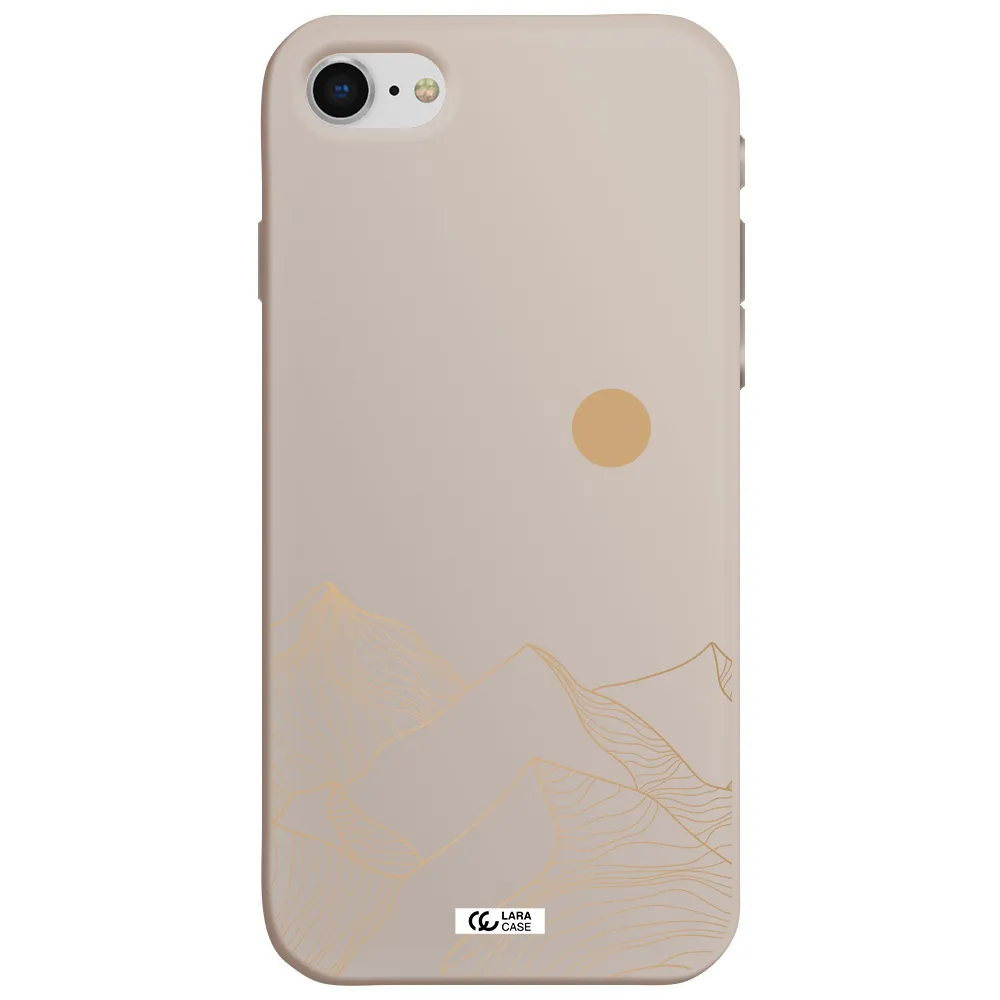 a mountain range with a sun in the background Apple iPhone se 2020 Silicone Stone Case