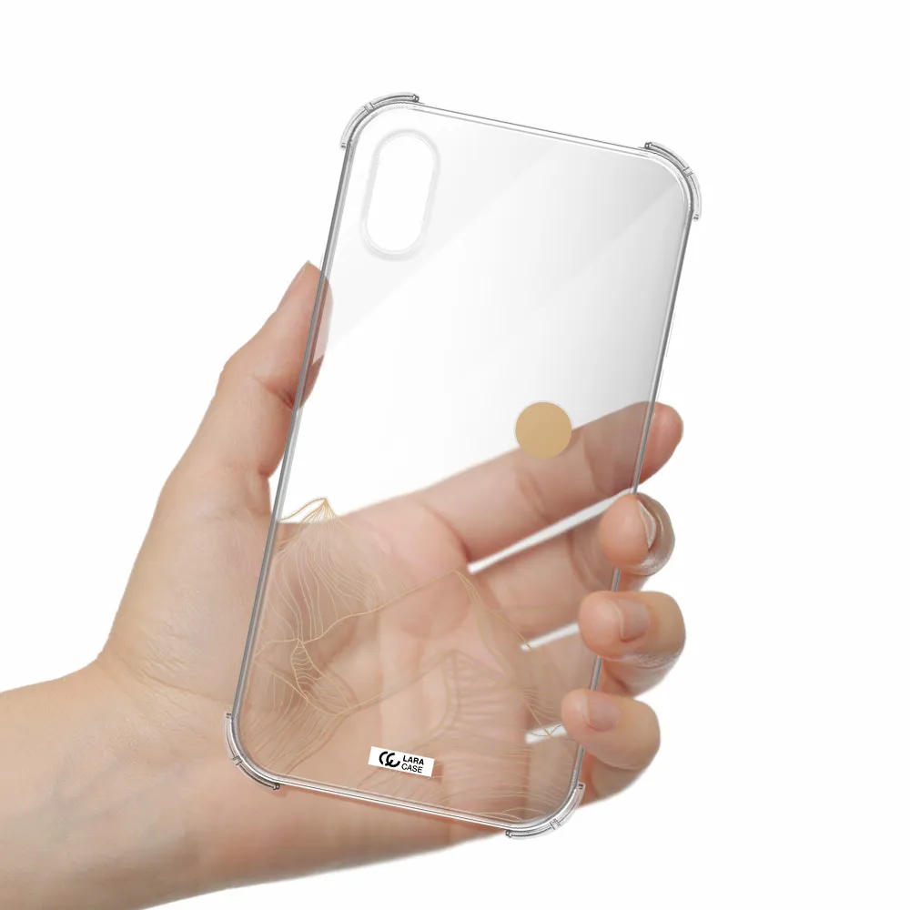 a mountain range with a sun in the background Apple iPhone X Clear PC Case