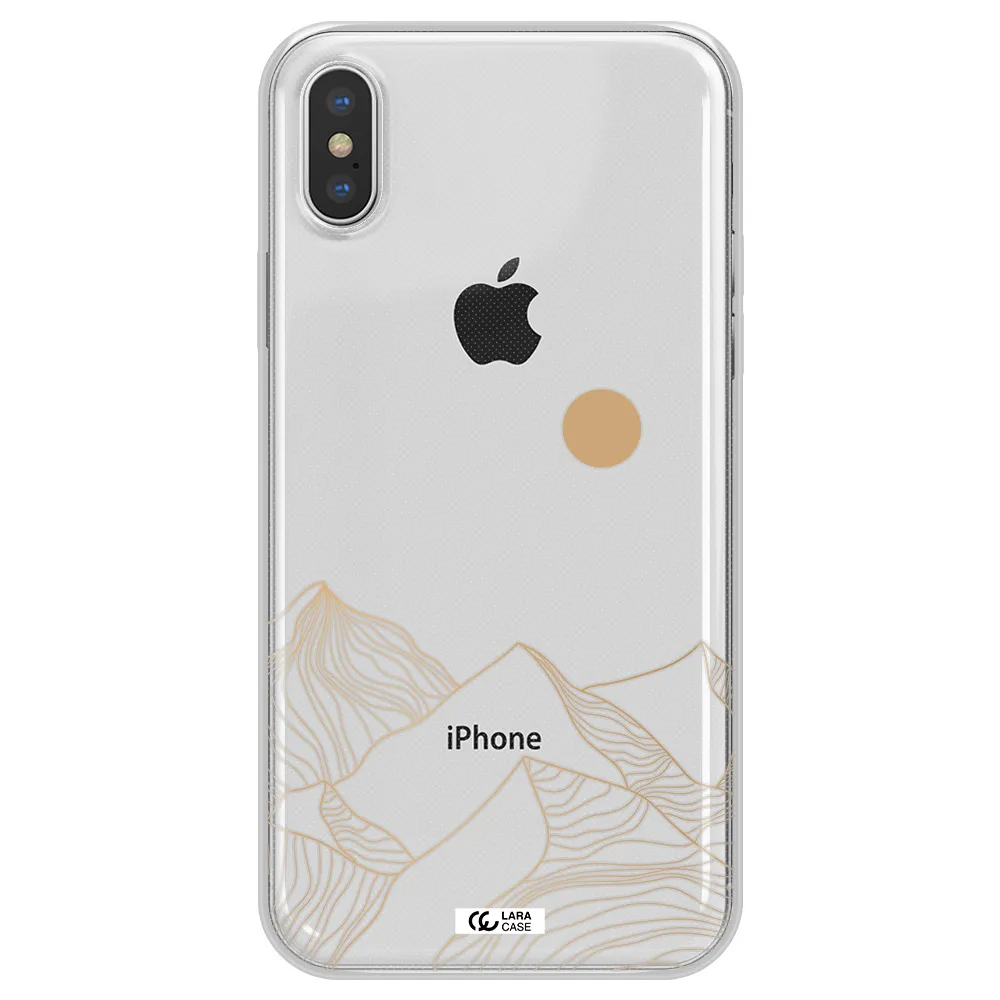 a mountain range with a sun in the background Apple iPhone X Clear TPU Case