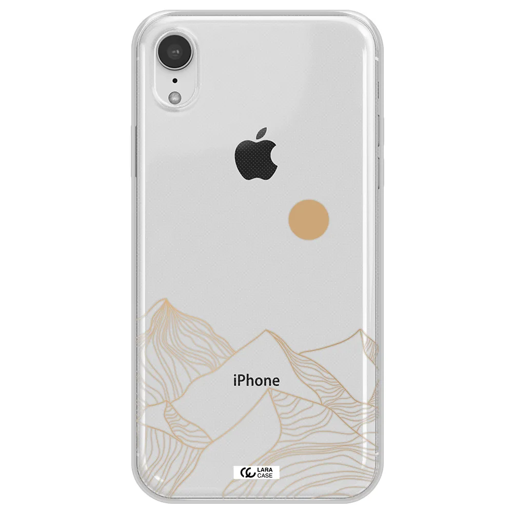 a mountain range with a sun in the background Apple iPhone XR Clear TPU Case