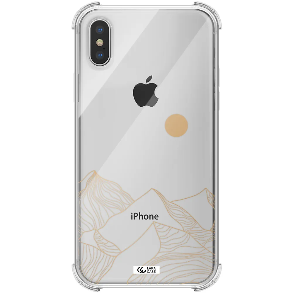 a mountain range with a sun in the background Apple iPhone XS Clear PC Case