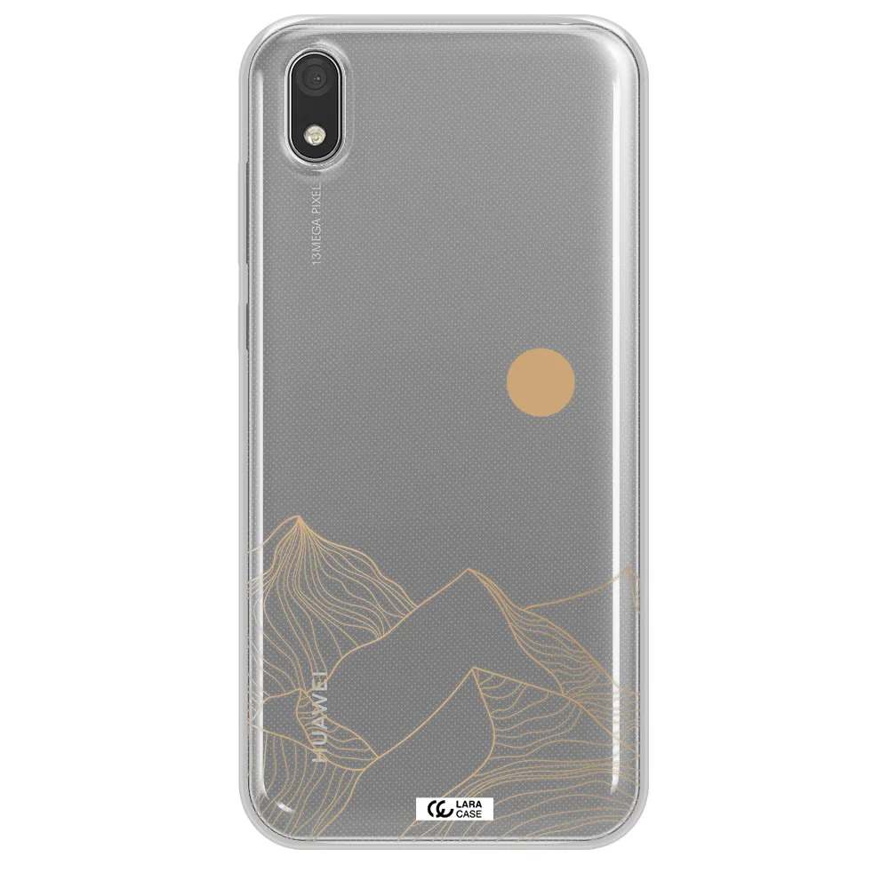 a mountain range with a sun in the background Huawei Honor 8S Clear TPU Case