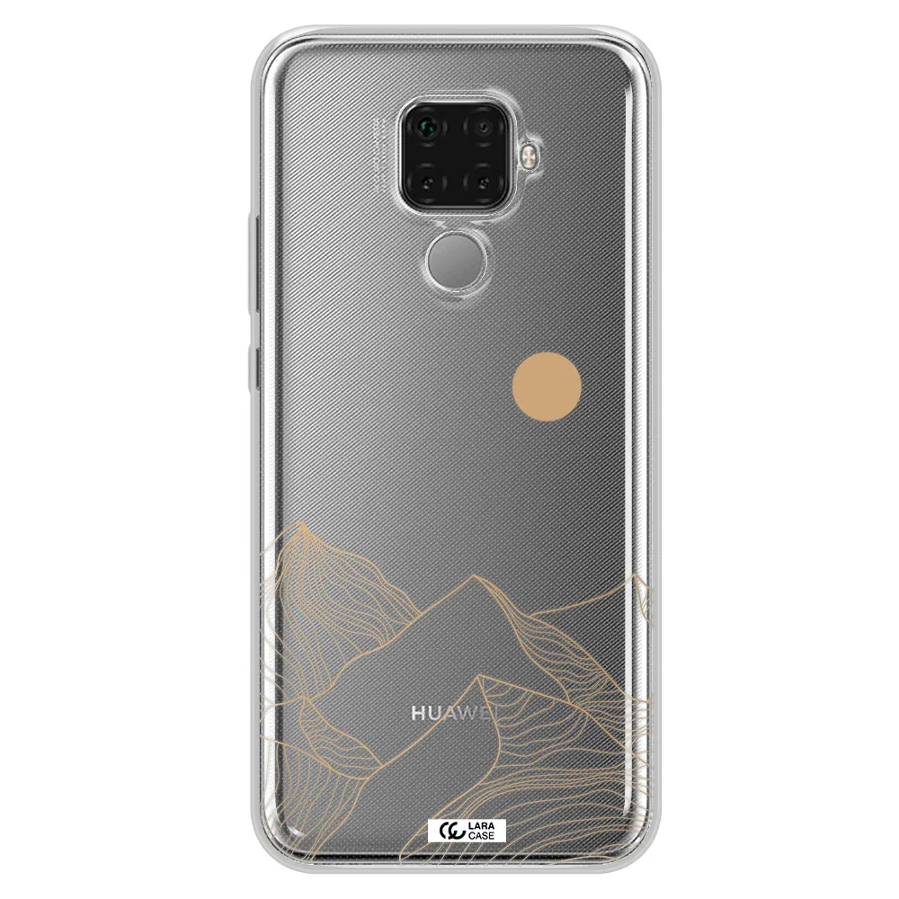 a mountain range with a sun in the background Huawei Mate 30 Lite Clear TPU Case