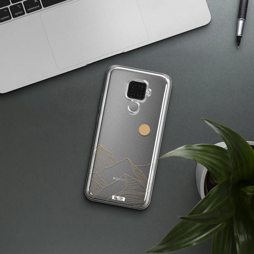 a mountain range with a sun in the background Huawei Mate 30 Lite Clear TPU Case