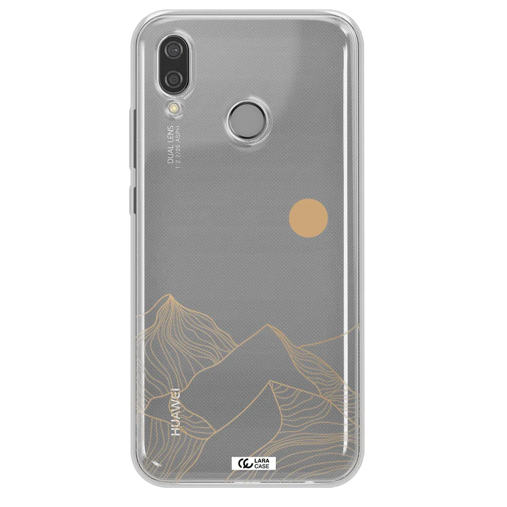 a mountain range with a sun in the background Huawei P20 Lite Clear TPU Case