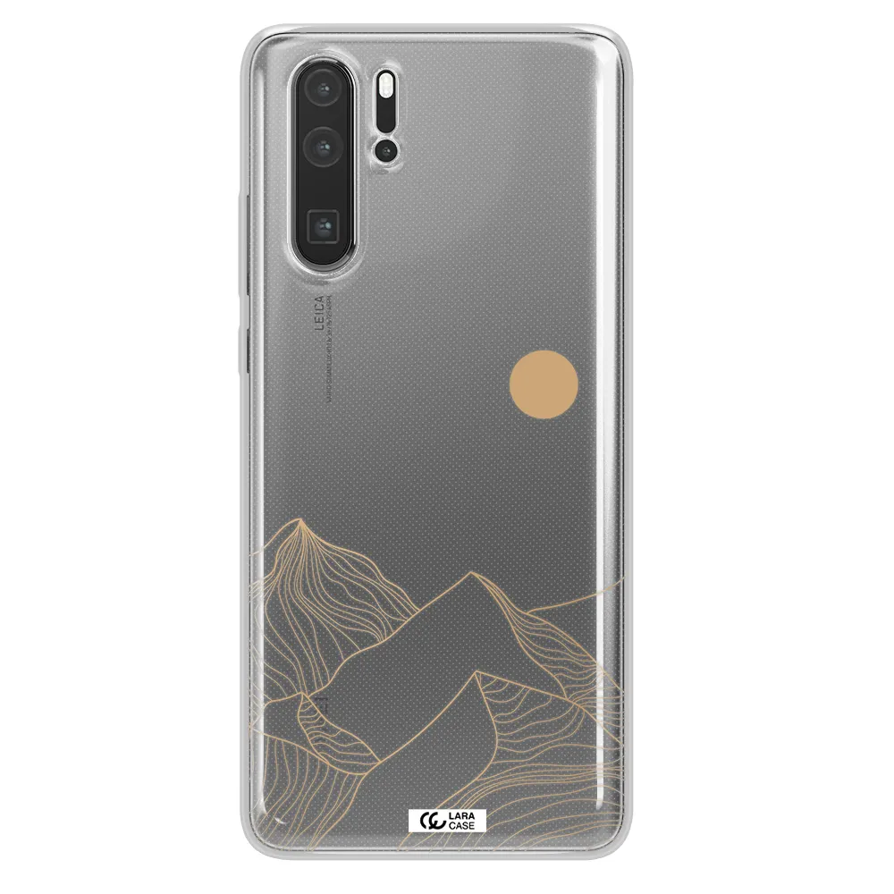 a mountain range with a sun in the background Huawei P30 Pro Clear TPU Case