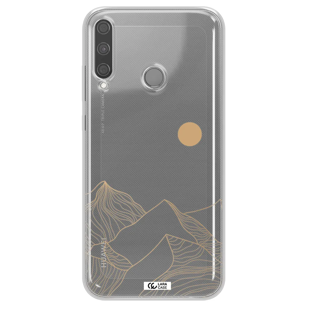 a mountain range with a sun in the background Huawei P40 Lite E Clear TPU Case