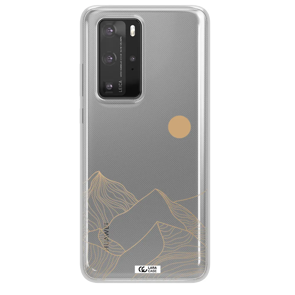 a mountain range with a sun in the background Huawei P40 Pro Clear TPU Case