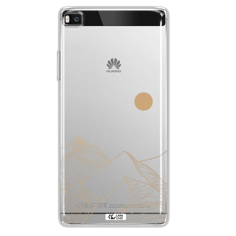 a mountain range with a sun in the background Huawei P8 Clear TPU Case