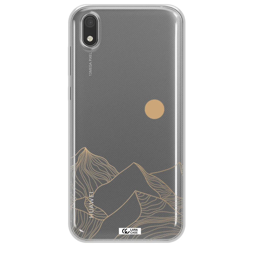 a mountain range with a sun in the background Huawei Y5 2019 Clear TPU Case