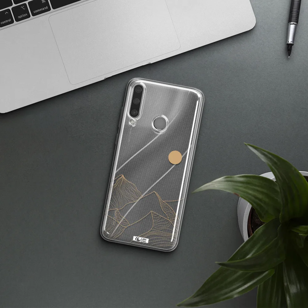 a mountain range with a sun in the background Huawei Y6P Clear TPU Case