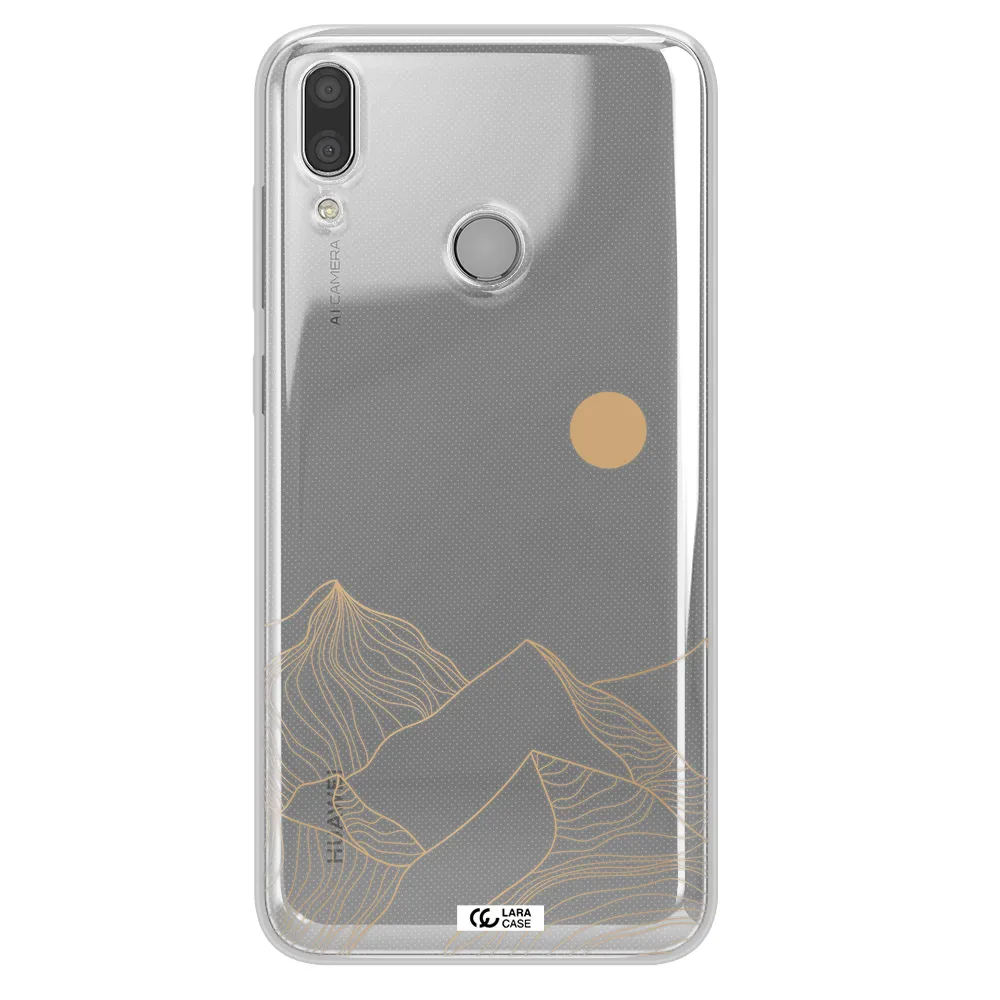 a mountain range with a sun in the background Huawei Y7 2019 Clear TPU Case