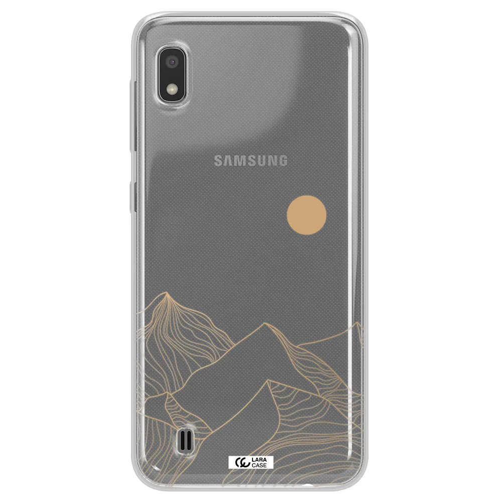 a mountain range with a sun in the background Samsung A10 Clear TPU Case