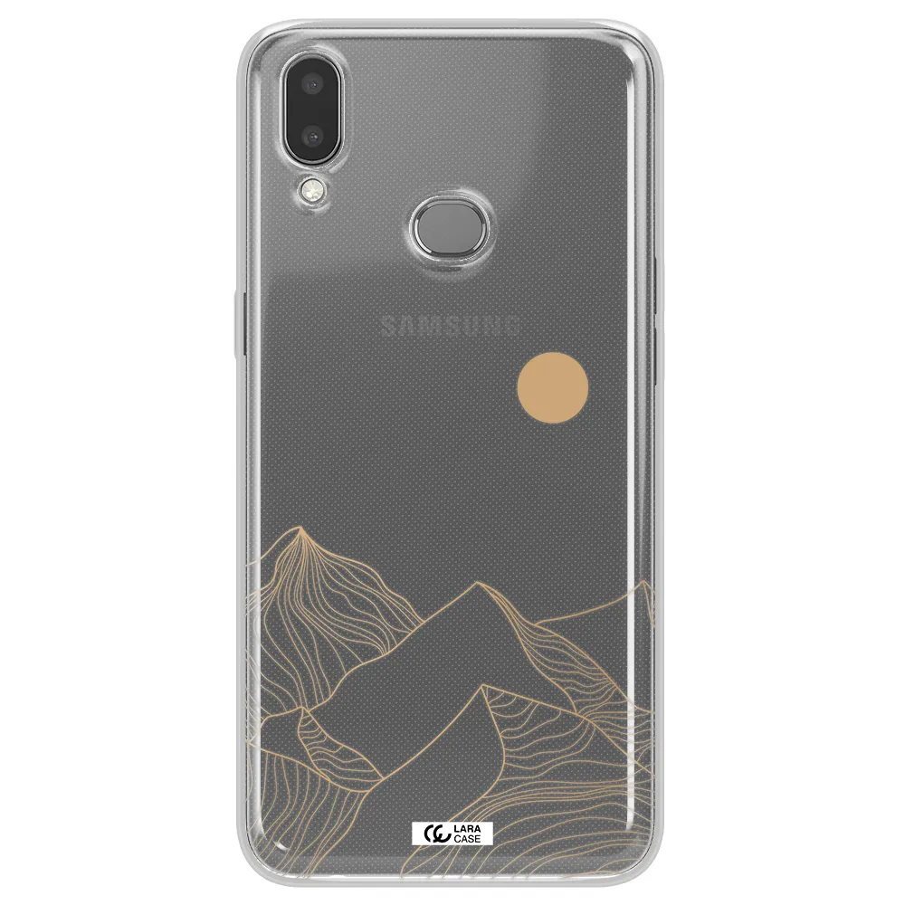 a mountain range with a sun in the background Samsung A10S Clear TPU Case