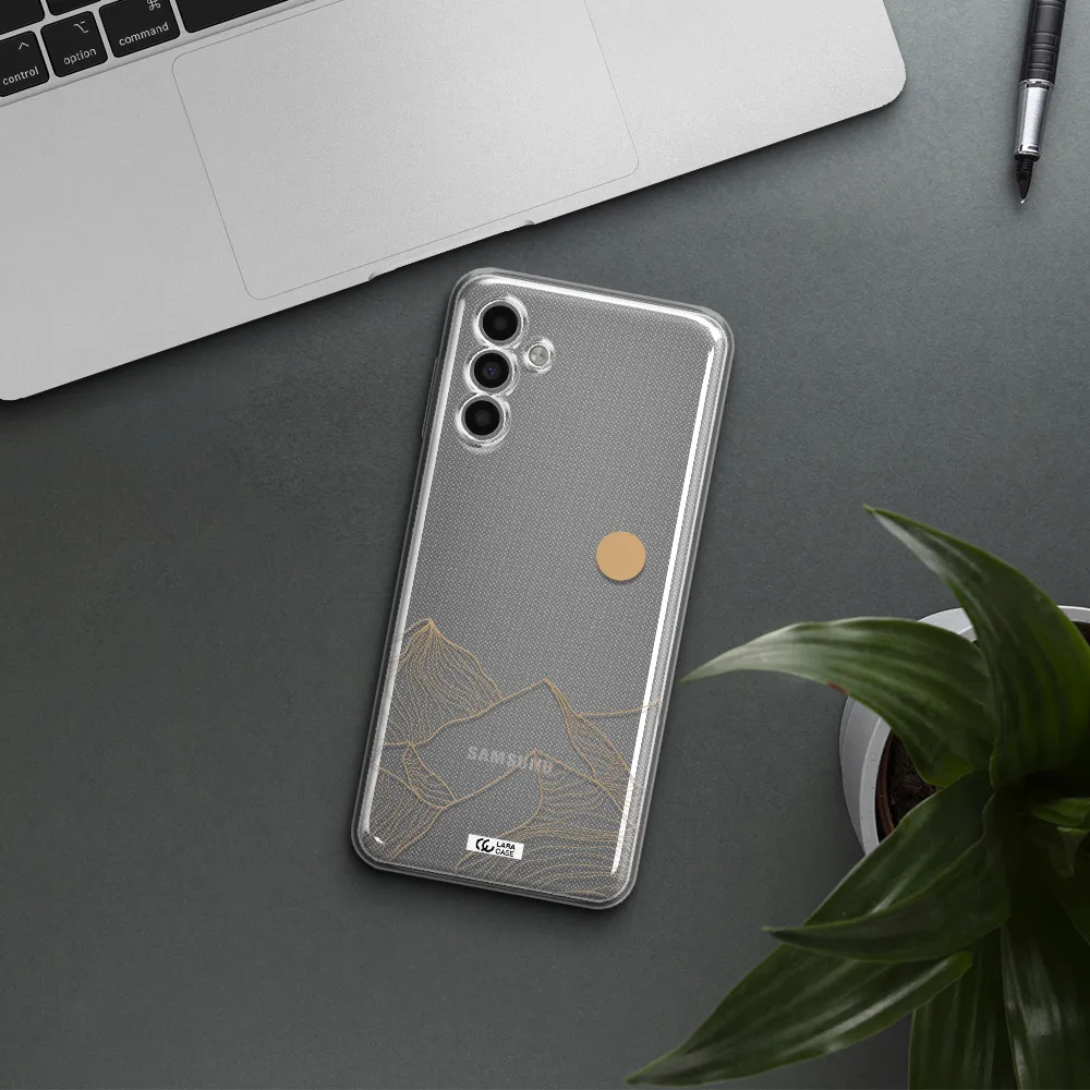 A Mountain Range With A Sun In The Background Samsung A13 5G Clear Tpu Case