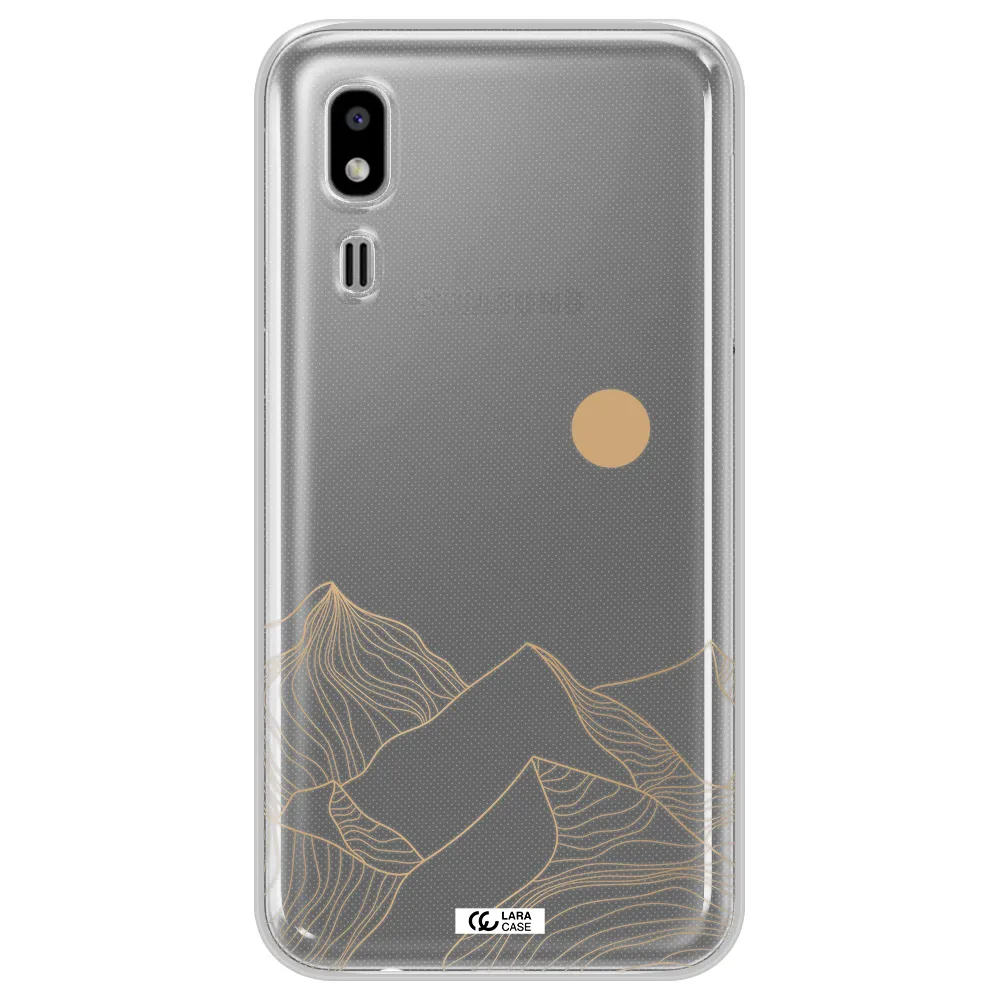 a mountain range with a sun in the background Samsung A2 Core Clear TPU Case