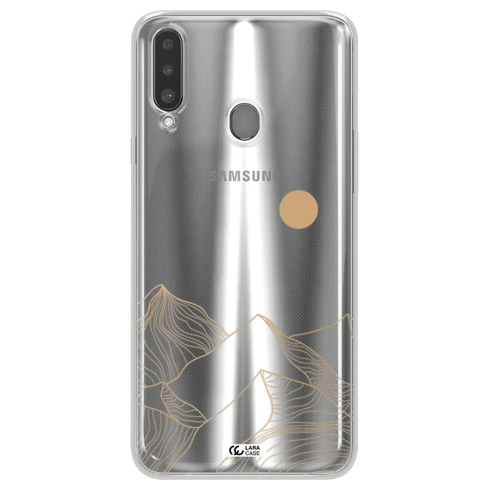 a mountain range with a sun in the background Samsung A20S Clear TPU Case