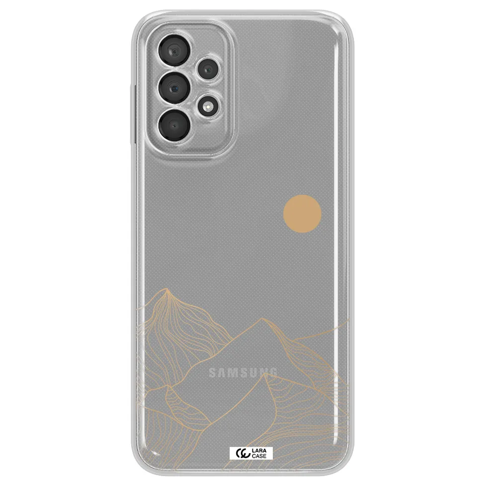 A Mountain Range With A Sun In The Background Samsung A23 5G Clear Tpu Case