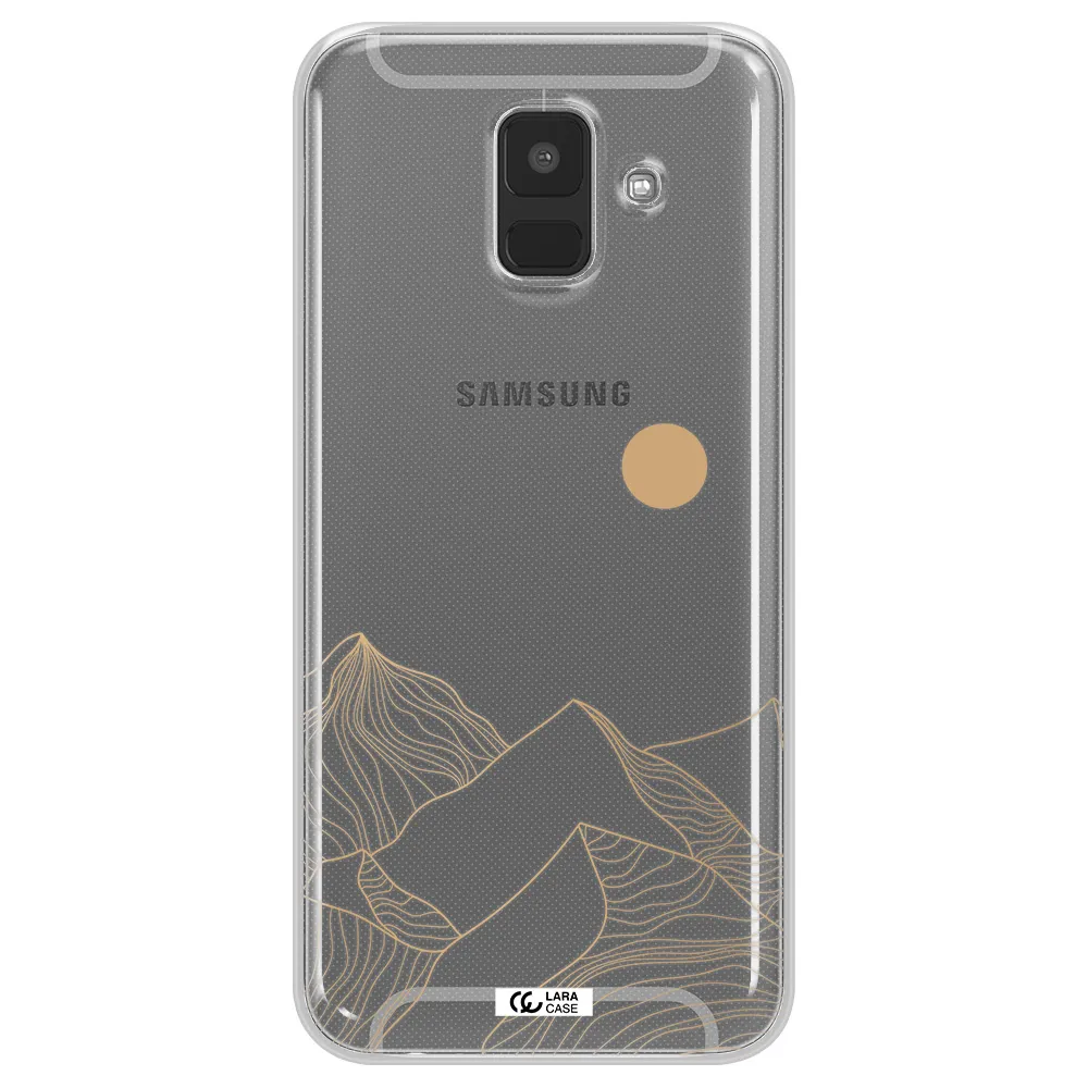 a mountain range with a sun in the background Samsung A6 Clear TPU Case