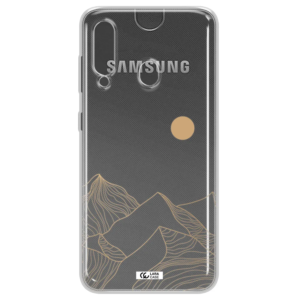 a mountain range with a sun in the background Samsung A60 Clear TPU Case