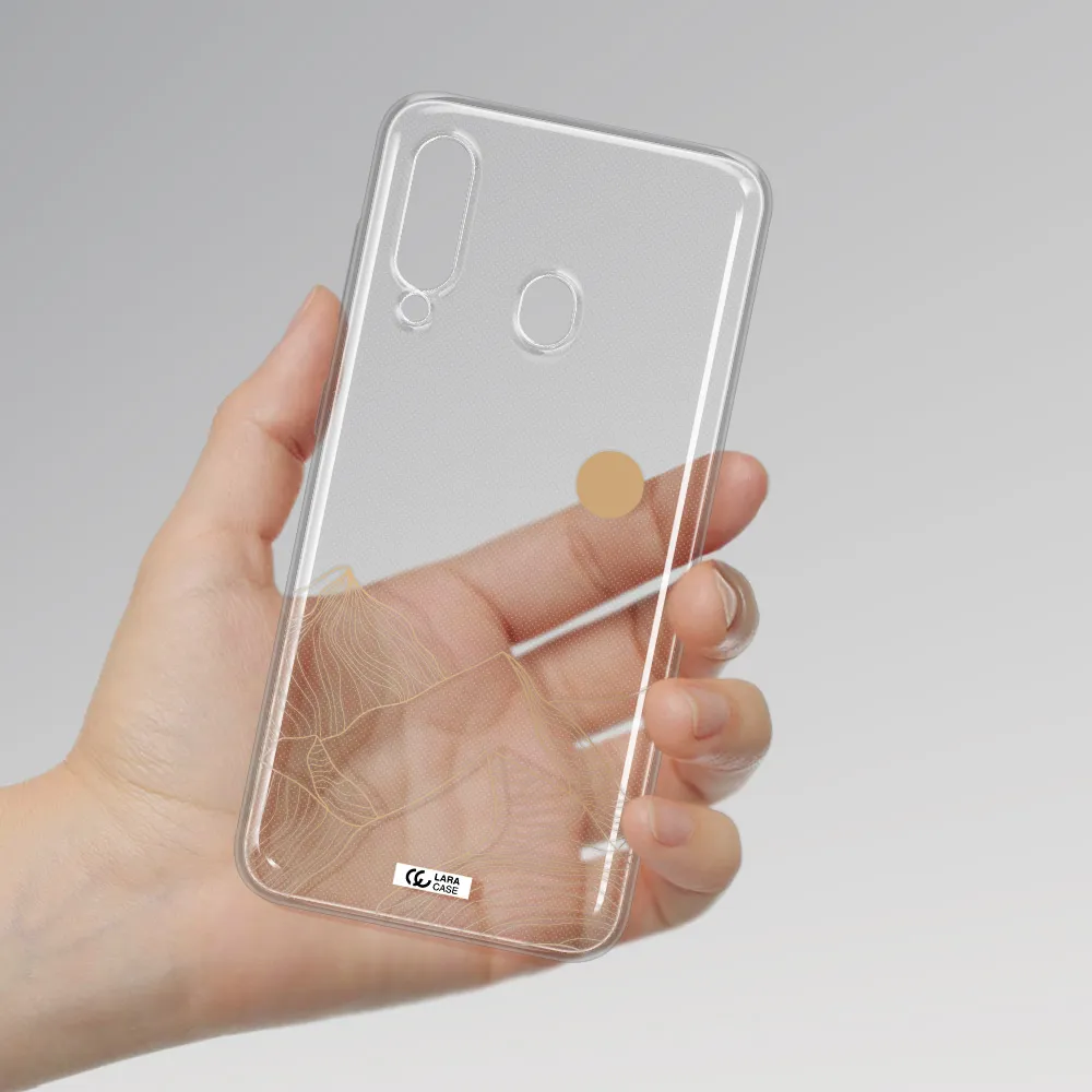 a mountain range with a sun in the background Samsung A60 Clear TPU Case