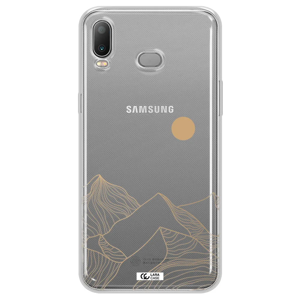 a mountain range with a sun in the background Samsung A6S Clear TPU Case