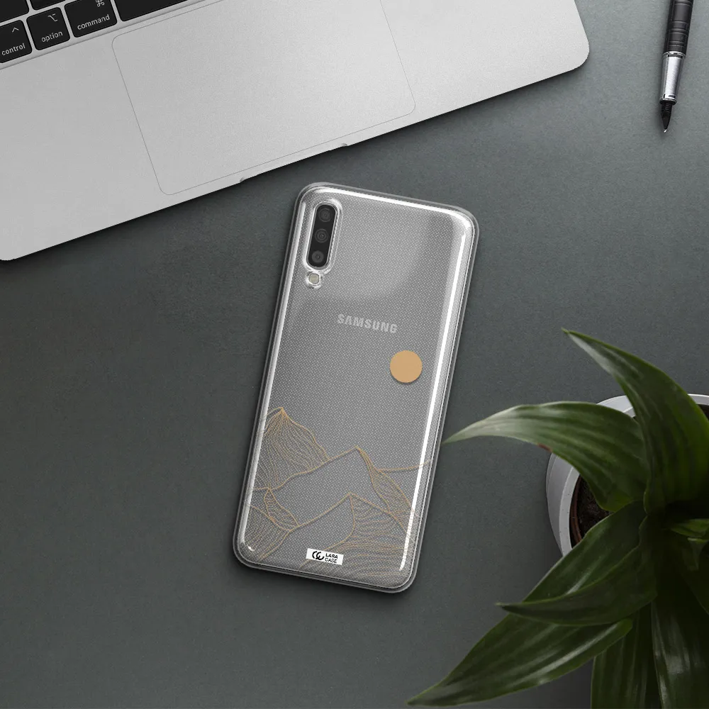 A Mountain Range With A Sun In The Background Samsung A70S Clear Tpu Case