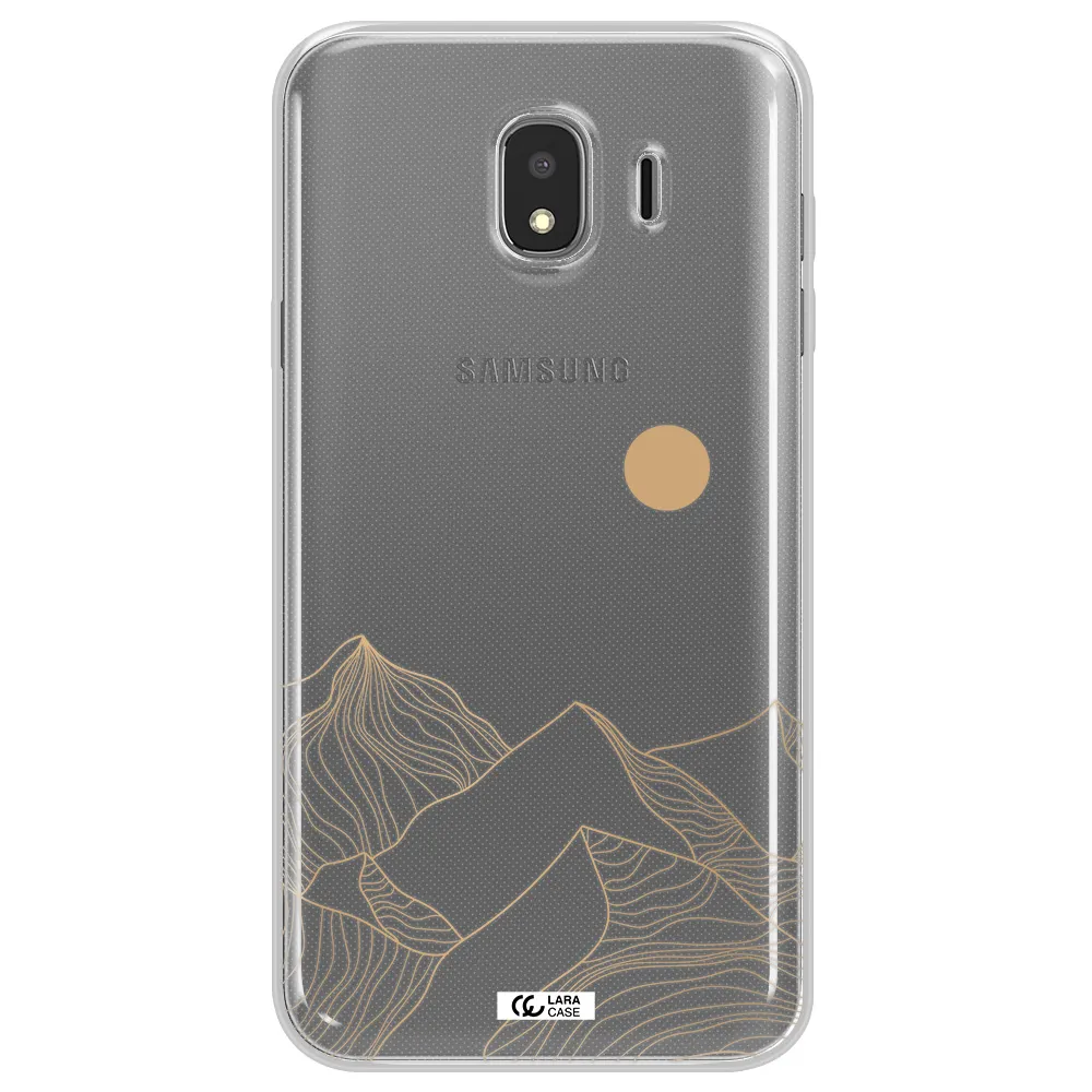 a mountain range with a sun in the background Samsung J4 Clear TPU Case