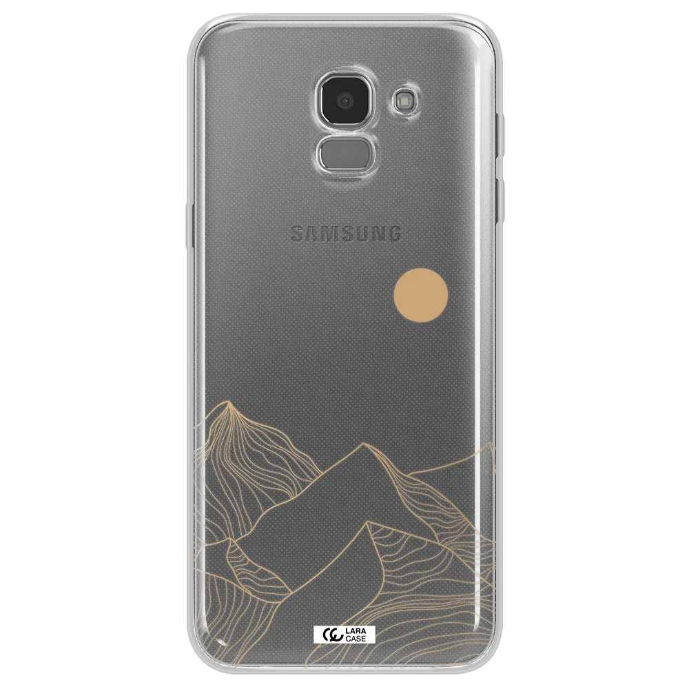 a mountain range with a sun in the background Samsung J6 Clear TPU Case