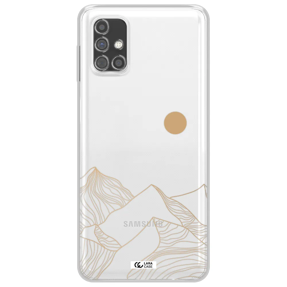 a mountain range with a sun in the background Samsung M31S Clear TPU Case