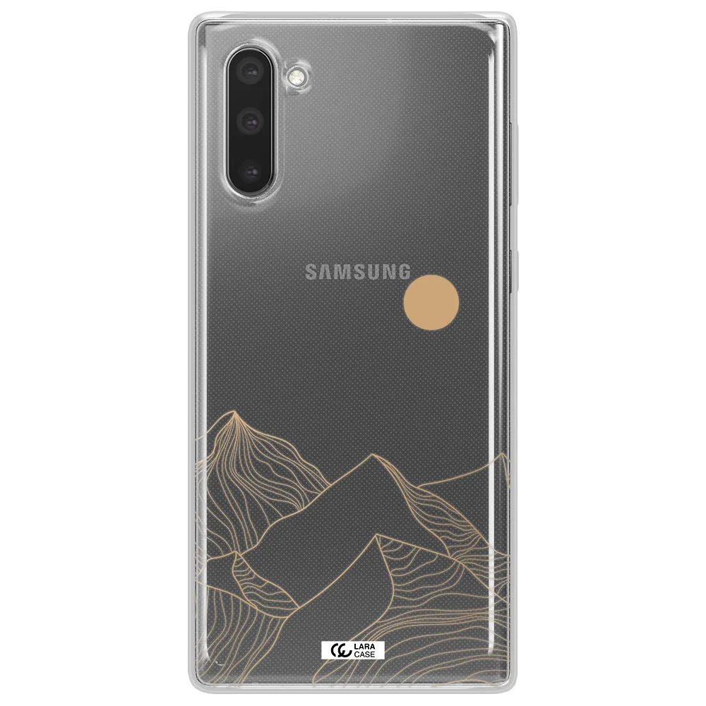 a mountain range with a sun in the background Samsung Note 10 Clear TPU Case