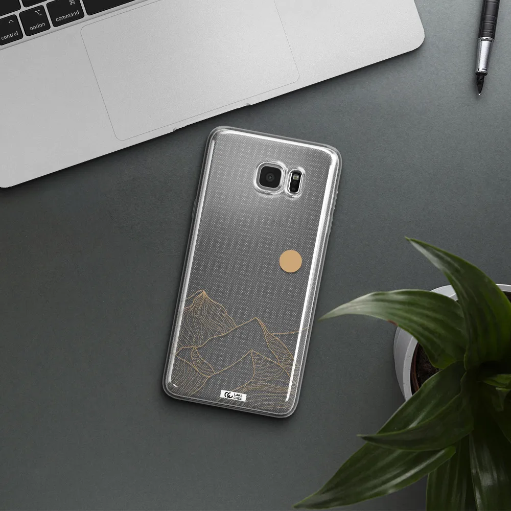 a mountain range with a sun in the background Samsung Note 5 Clear TPU Case