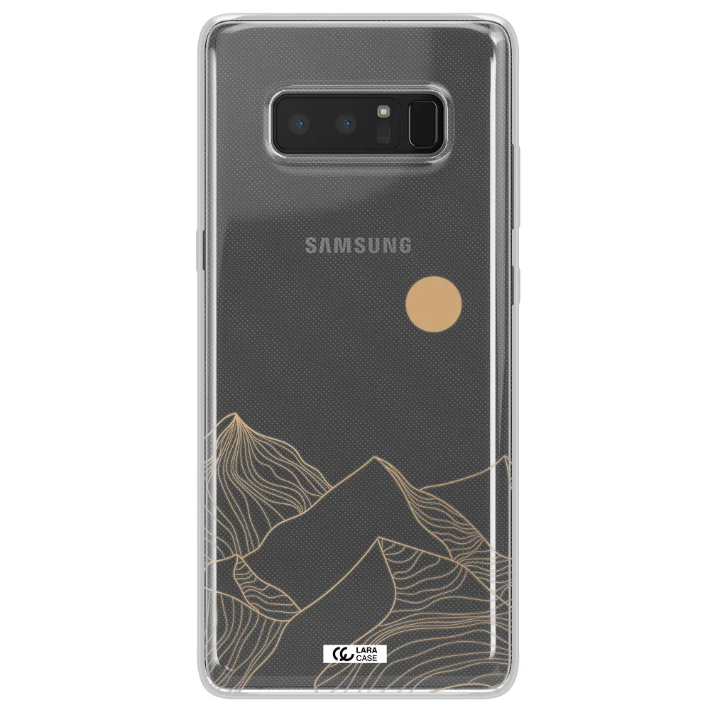 a mountain range with a sun in the background Samsung Note 8 Clear TPU Case