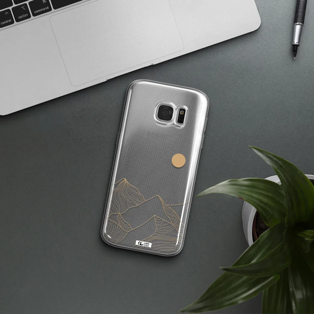 a mountain range with a sun in the background Samsung S 7 Clear TPU Case