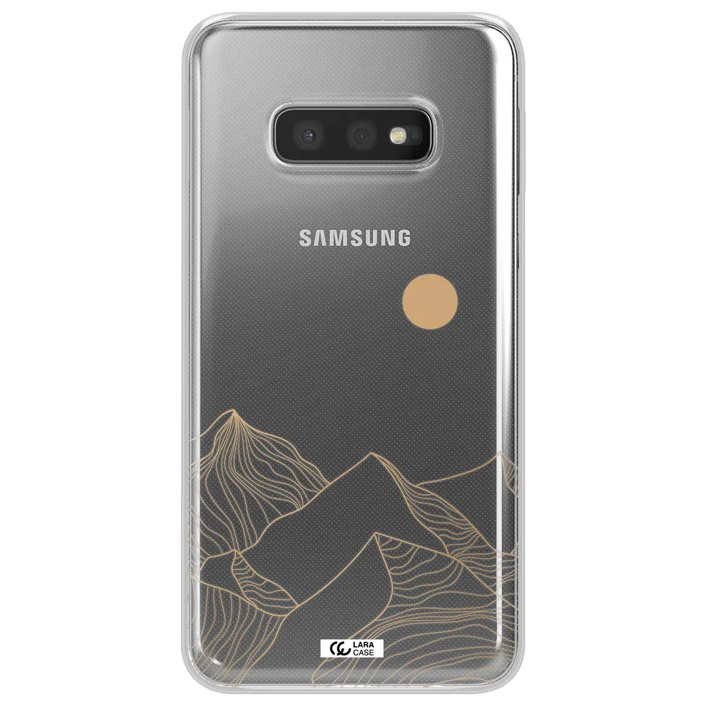 a mountain range with a sun in the background Samsung S10e Clear TPU Case