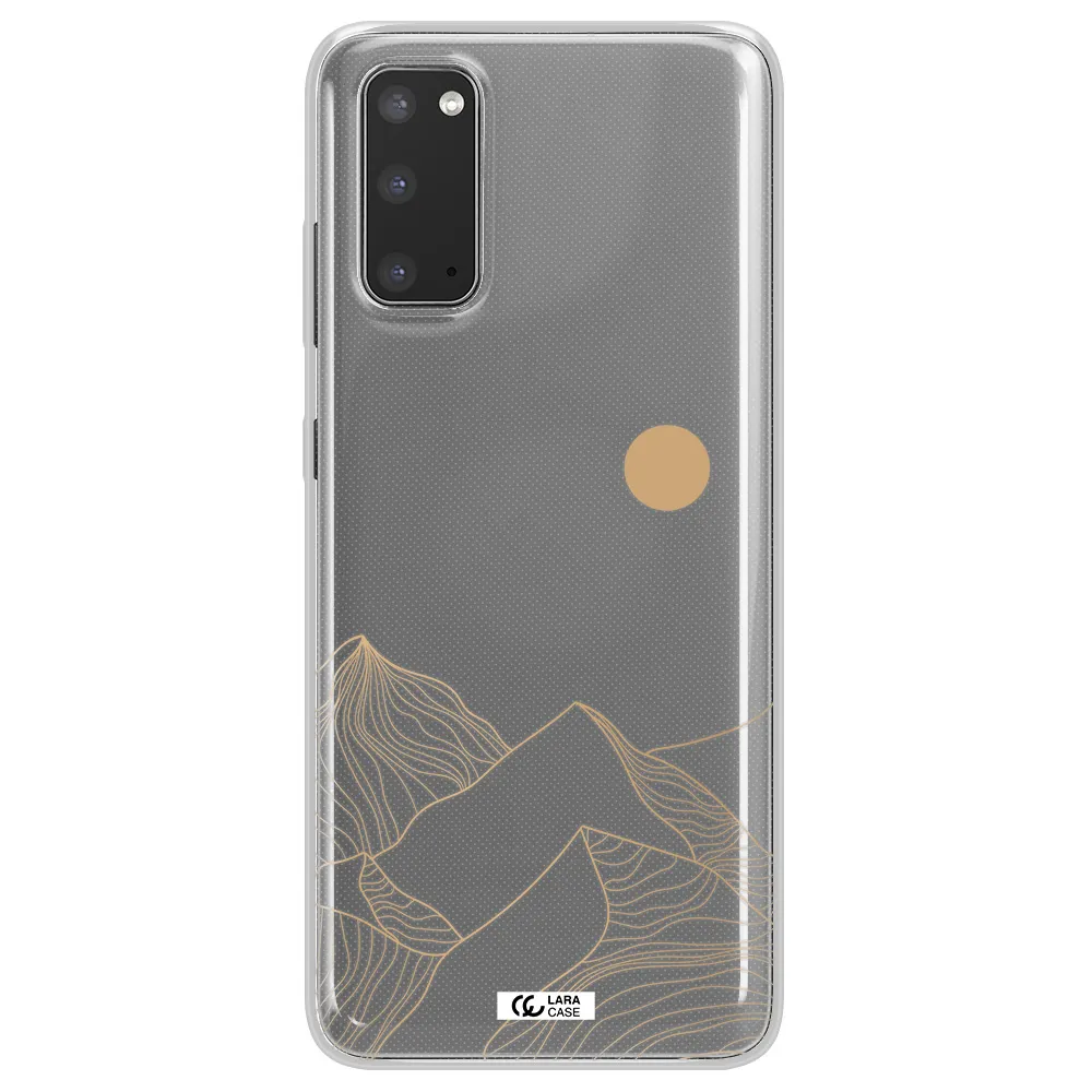 a mountain range with a sun in the background Samsung S20 Clear TPU Case