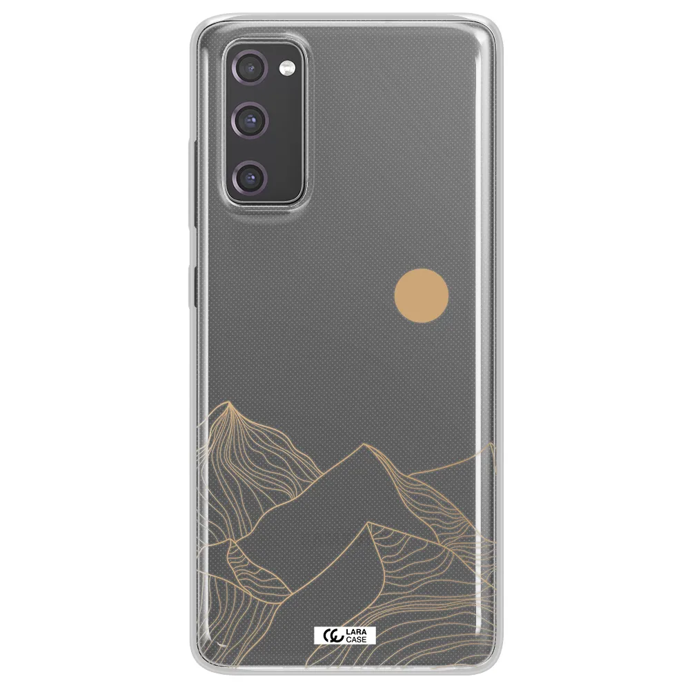 a mountain range with a sun in the background Samsung S20 Fe Clear TPU Case