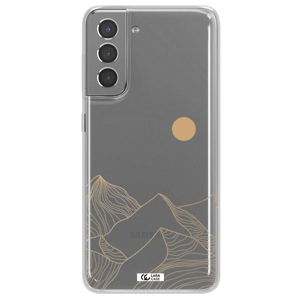 a mountain range with a sun in the background Samsung S21 Clear TPU Case