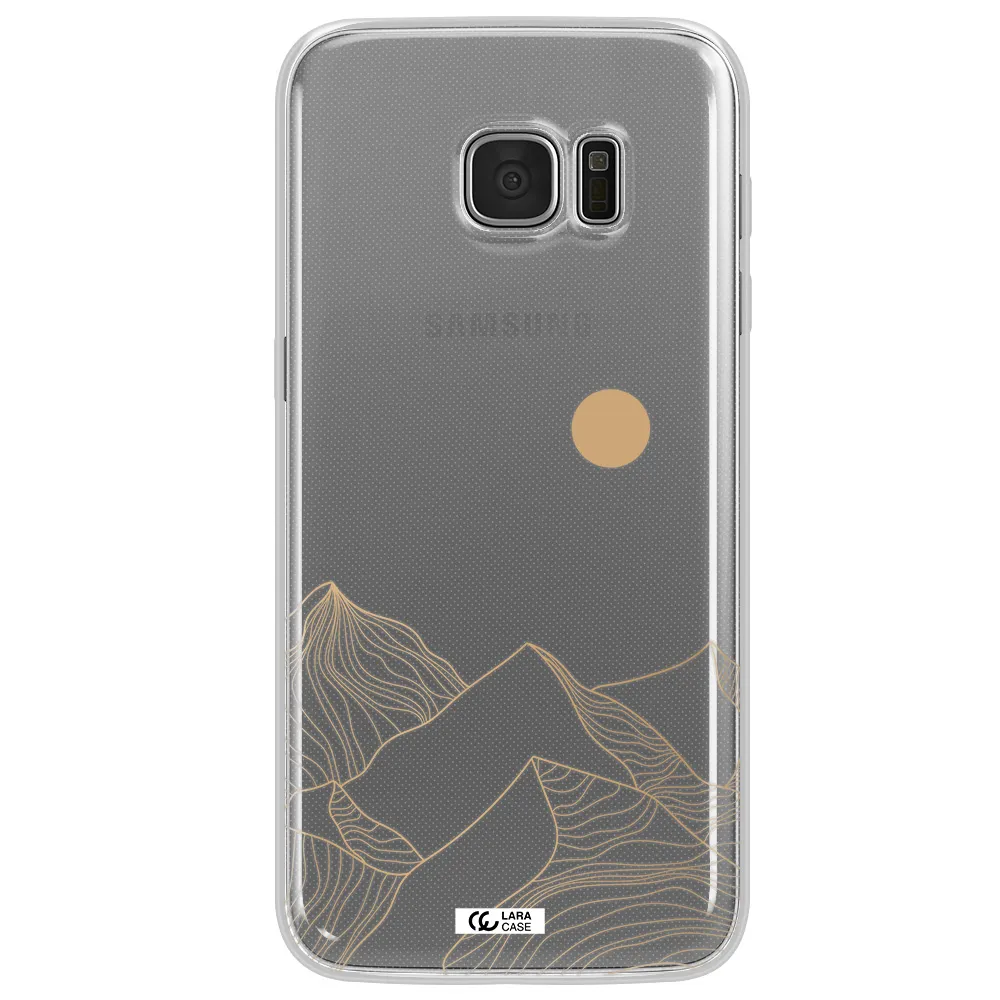 a mountain range with a sun in the background Samsung S7 Edge Clear TPU Case