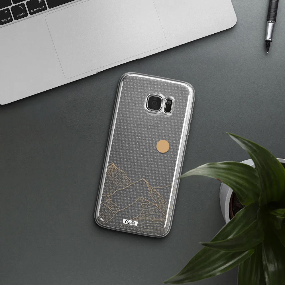 a mountain range with a sun in the background Samsung S7 Edge Clear TPU Case