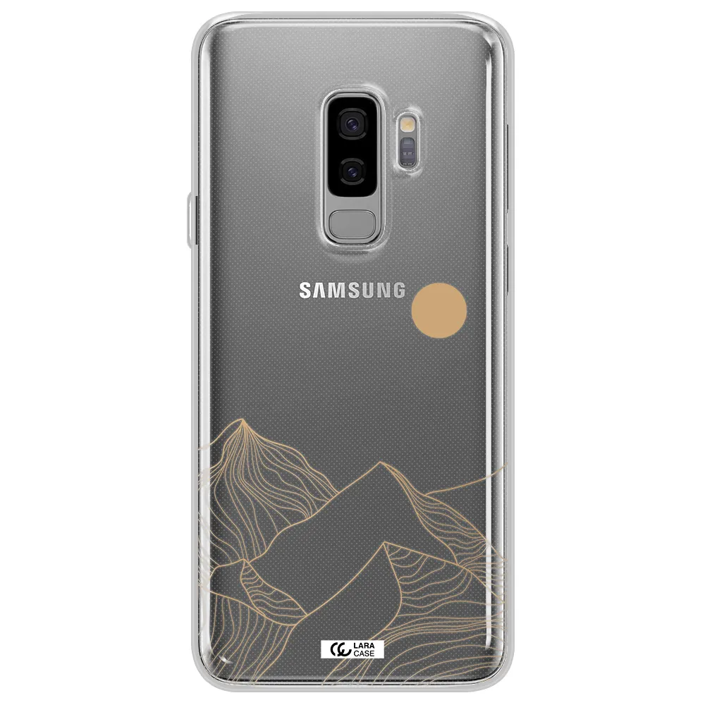 a mountain range with a sun in the background Samsung S9 Plus Clear TPU Case