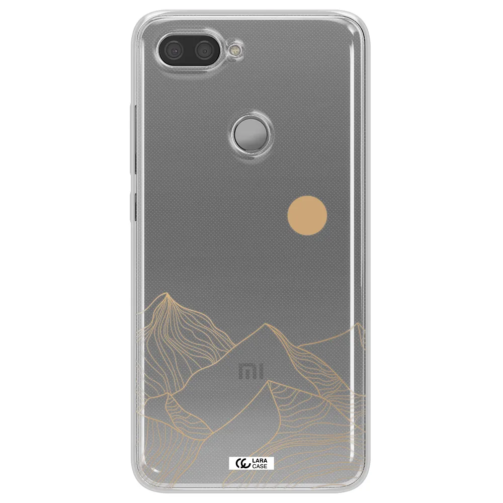 a mountain range with a sun in the background Xiaomi Mi 8 Lite Clear TPU Case