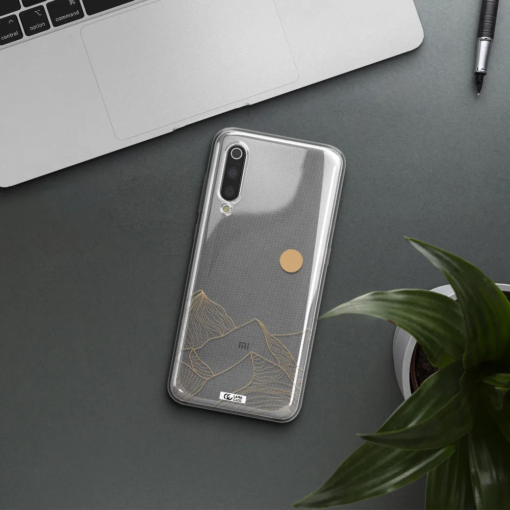a mountain range with a sun in the background Xiaomi Mi 9 Clear TPU Case