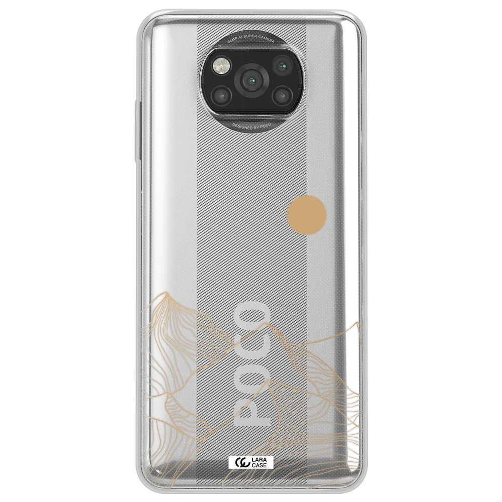 a mountain range with a sun in the background Xiaomi Poco X3 Clear TPU Case