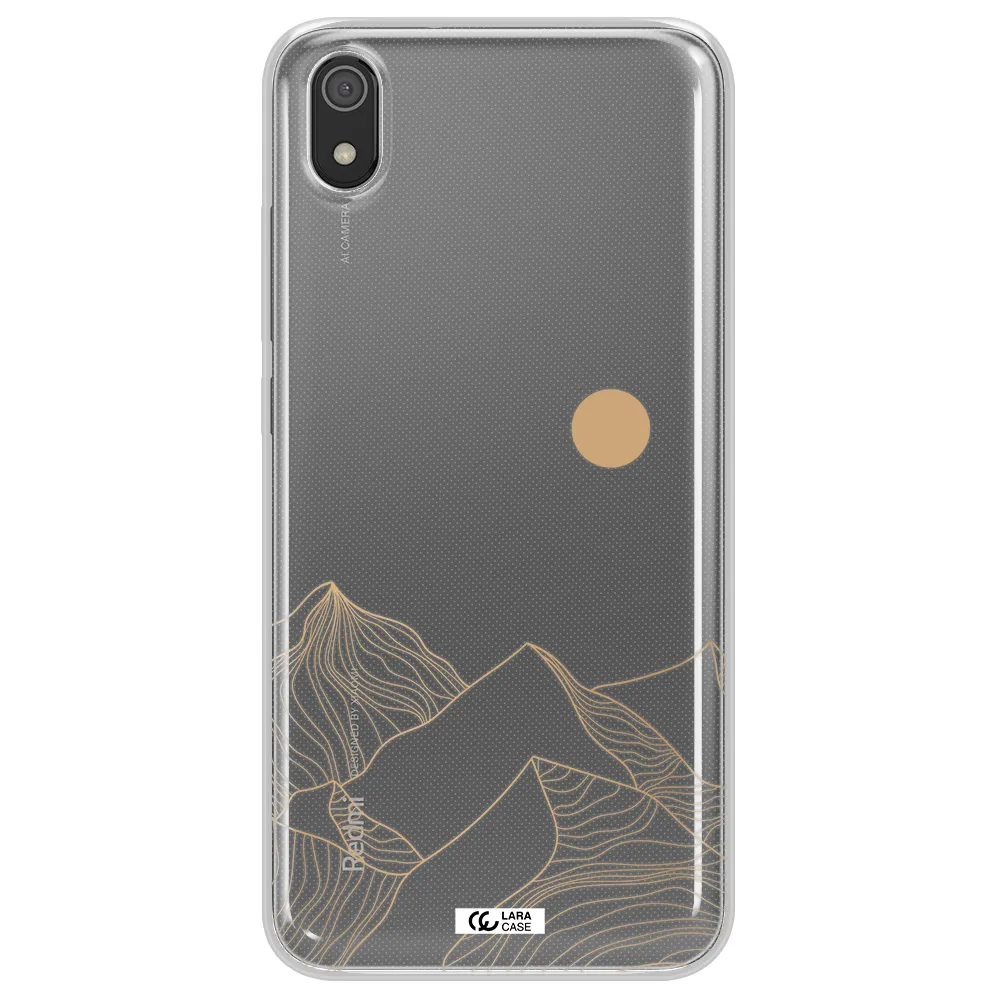 a mountain range with a sun in the background Xiaomi Redmi 7A Clear TPU Case